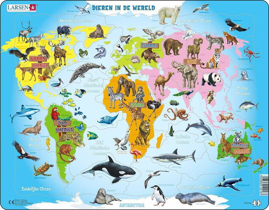 Dieren In De Wereld (28 Stukjes) - Larsen Puzzel Kaart - Gadżety -  - 7023852122167 - 