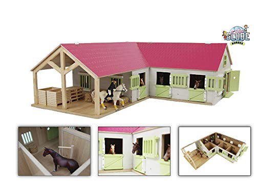 Kids Globe Paardenhoekstal met 3 Boxen en Berging Roze 1:24 - Kids Globe - Gadżety -  - 8713219362167 - 