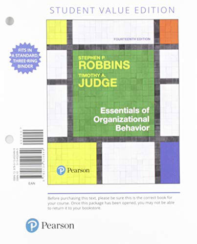 Cover for Stephen Robbins · Essentials of Organizational Behavior, Student Value Edition + 2019 MyLab Management with Pearson eText -- Access Card Package (Loose-leaf) (2019)