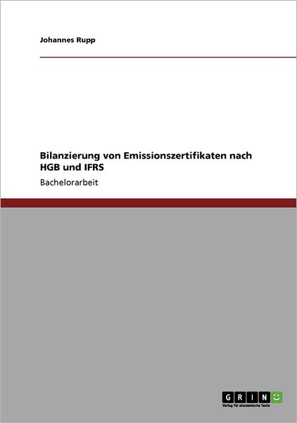 Cover for Rupp · Bilanzierung von Emissionszertifik (Book) [German edition] (2009)