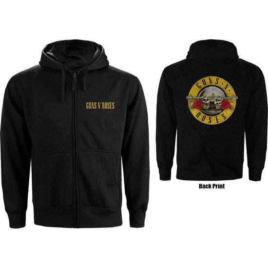 Guns N' Roses Unisex Zipped Hoodie: Classic Logo (Back Print) - Guns N Roses - Marchandise -  - 5056170666169 - 