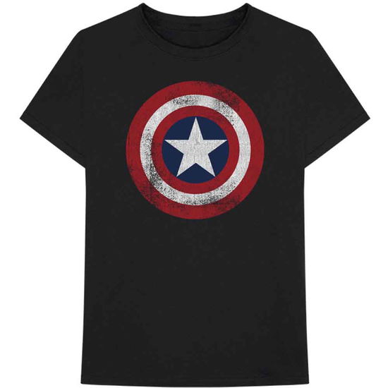 Cover for Marvel Comics · Marvel Comics Unisex T-Shirt: Captain America Distressed Shield (T-shirt) [size XXL] [Black - Unisex edition]