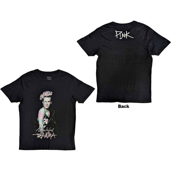 Cover for Pink · Pink Unisex T-Shirt: Wink (Black) (Back Print) (T-shirt) [size S] (2023)