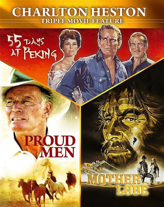 Cover for Charlton Heston Triple: Mother Lode / 55 Days in · Charlton Heston - Mother Lode / 55 Days in Peking / Proud Men (Blu-Ray) (2022)