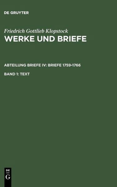 Cover for Klopstock · Werke.Text.Brie.1759-1766.4 (Book) [German edition] (2003)