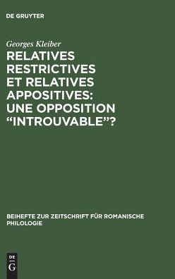 Cover for Kleiber · Relatives restrictives et relat (Book) (1987)