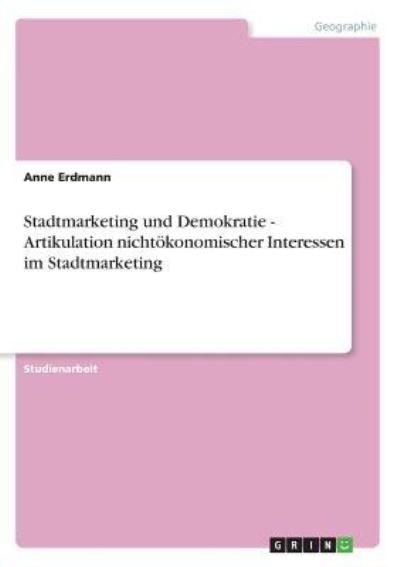 Cover for Erdmann · Stadtmarketing und Demokratie - (Book)