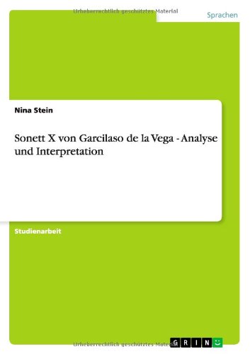 Cover for Stein · Sonett X von Garcilaso de la Vega (Book) [German edition] (2010)