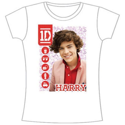 Cover for One Direction · One Direction Ladies T-Shirt: 1D Harry Symbol Field (Skinny Fit) (T-shirt) [size S] [White - Ladies edition]