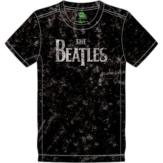 Cover for The Beatles · The Beatles Unisex T-Shirt: Drop T Logo Snow Wash (Wash Collection) (T-shirt) [size S] [Black - Unisex edition]