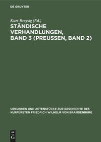 Cover for Kurt Breysig · Stndische Verhandlungen (Gebundenes Buch) (1901)