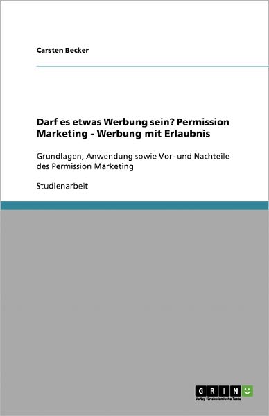 Cover for Becker · Darf es etwas Werbung sein? Perm (Paperback Book) [German edition] (2007)