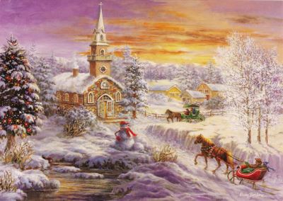 Cover for Peter Pauper Press Inc. · The Village Church Deluxe Boxed Holiday Cards (Cards) (2022)