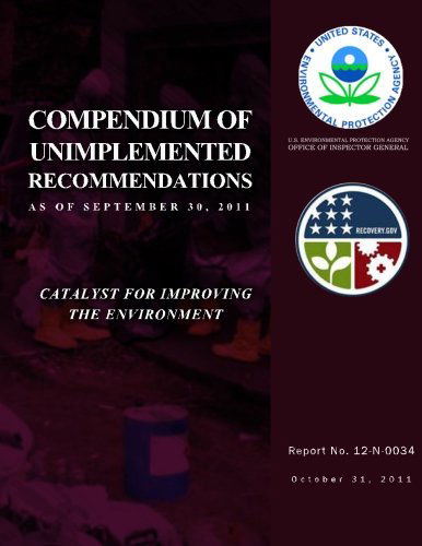 Cover for U.s. Environmental Protection Agency · Compendium of Unimplemented Recommendation As of September 30, 2011 (Pocketbok) (2014)