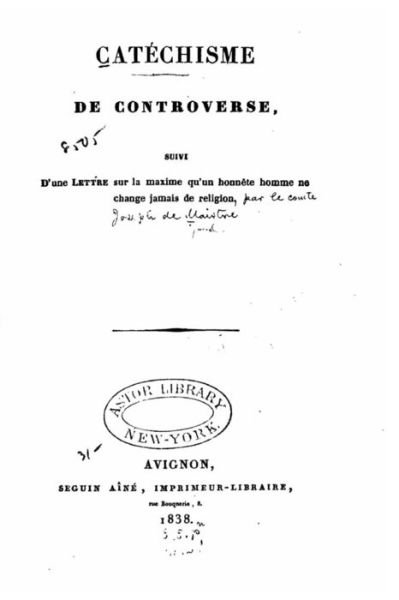Cover for Joseph De Maistre · Catechisme de controverse (Pocketbok) (2016)