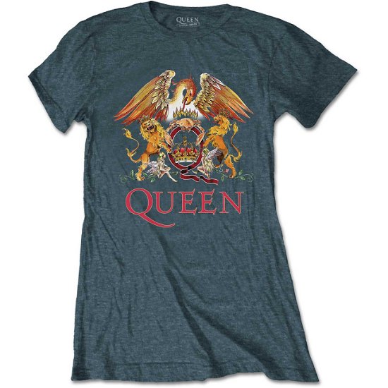 Cover for Queen · Queen Ladies T-Shirt: Classic Crest (T-shirt) [size M] [Blue - Ladies edition]