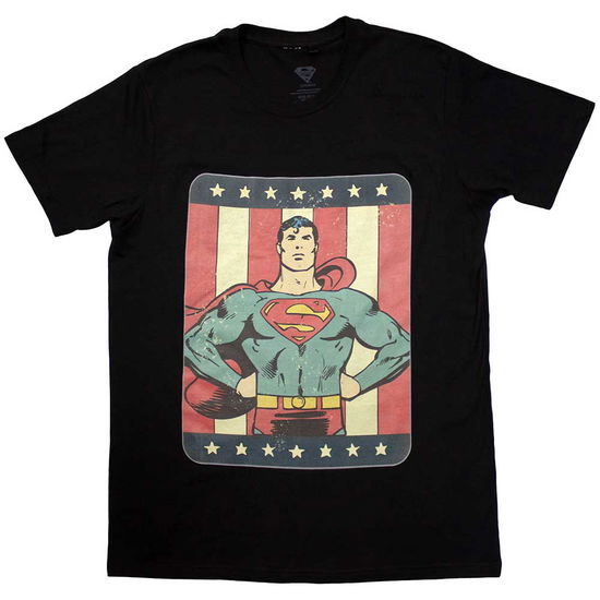 DC Comics Unisex T-Shirt: Superman Stripes (Black) - DC Comics - Produtos - - 5056737258172 - 10 de junho de 2024