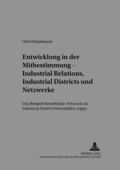 Cover for Olaf Winkelmann · Entwicklung in der Mitbestimmung - Industrial Relations, Industrial Districts und Netzwerke: Das Beispiel &quot;Betriebsraete-Netzwerk&quot; im Industrial District Ostwestfalen-Lippe - Arbeit - Technik - Organisation - Soziales / Work - Technology - Organization -  (Paperback Book) [New edition] (2002)