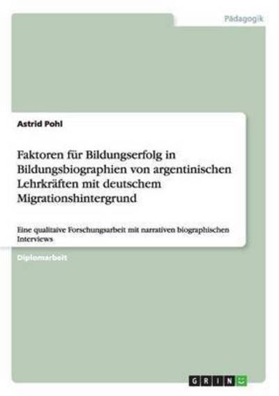 Cover for Pohl · Faktoren für Bildungserfolg in Bil (Buch) (2015)