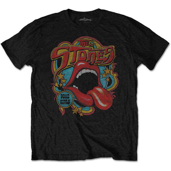 The Rolling Stones Unisex T-Shirt: Retro 70s Vibe (Soft Hand Inks) - The Rolling Stones - Merchandise - Bravado - 5056170625173 - January 8, 2018