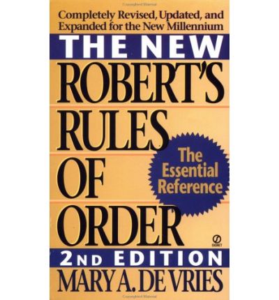 Cover for Mary A. De Vries · The New Robert's Rules of Order (Paperback Book) [2 Revised edition] (1998)