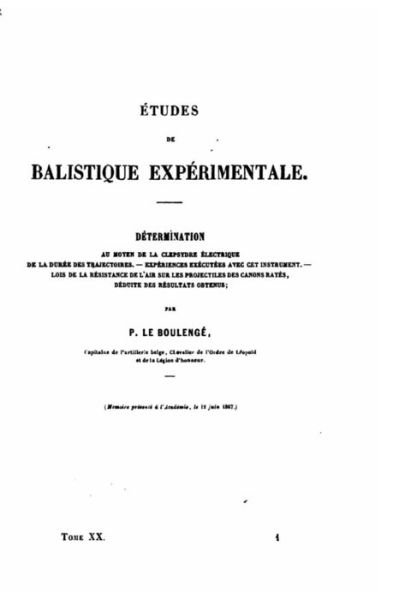 Cover for P Le Boulenge · Etudes de Balistique Experimentale (Paperback Book) (2016)