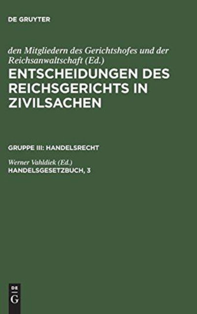 Cover for Werner Vahldiek · Handelsgesetzbuch (Book) (1953)