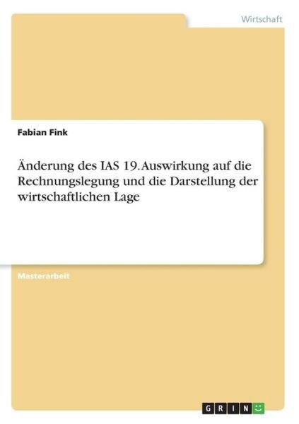 Cover for Fink · Änderung des IAS 19. Auswirkung au (Buch)