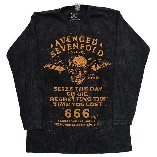 Avenged Sevenfold Unisex Long Sleeve T-Shirt: Sieze The Day (Wash Collection) - Avenged Sevenfold - Produtos -  - 5056561017174 - 