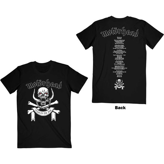 Motorhead Unisex T-Shirt: March or Die Lyrics (Back Print) - Motörhead - Koopwaar -  - 5056561046174 - 