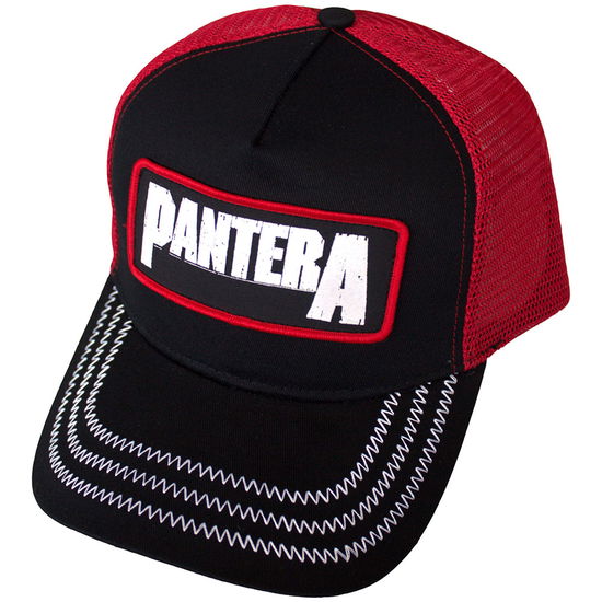 Pantera Unisex Mesh Back Cap: B&W Patch (Black & Red) - Pantera - Produtos - - 5056821081174 - 11 de novembro de 2024