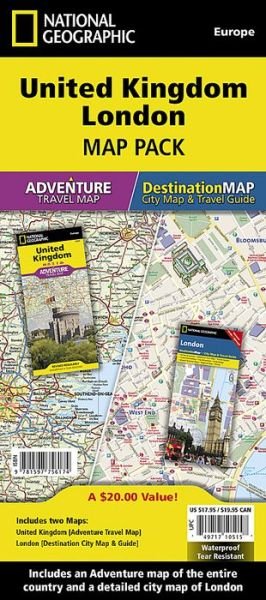 Cover for National Geographic Maps - Adventure · United Kingdom, London, Map Pack Bundle: Travel Maps International Adventure / Destination Map (Kort) [2015th edition] (2023)