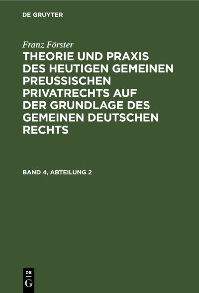 Cover for M. E. Eccius · Franz Förster (Bok) (1901)