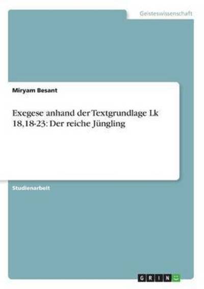 Cover for Besant · Exegese anhand der Textgrundlage (Book) (2016)