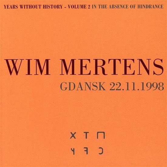 Cover for Wim Mertens · Years Without History 2: in Absence of Hinde (CD) (2002)