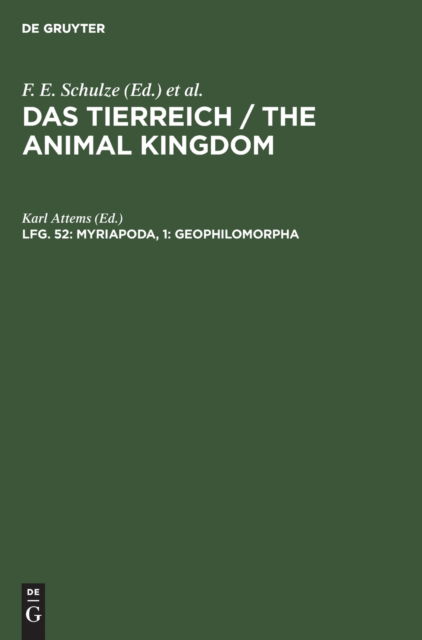 Cover for F. E. Schulze · Tierreich / the Animal Kingdom, Lfg. 52, Myriapoda, 1 (Book) (1929)
