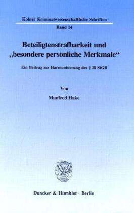 Cover for Hake · Beteiligtenstrafbarkeit und &quot;beson (Book) (1994)