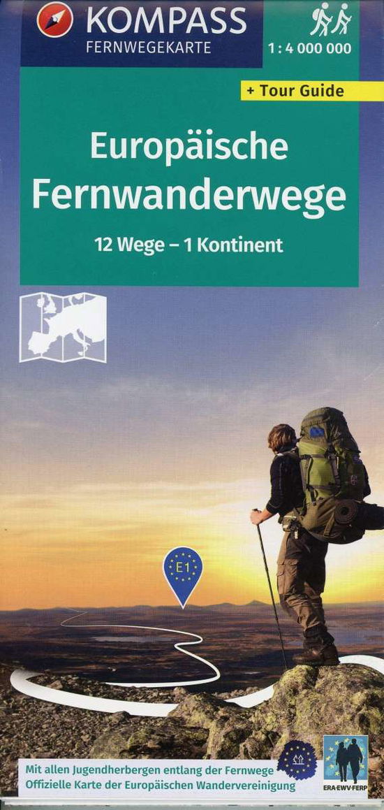 Cover for Mair-Dumont / Kompass · Kompass Wanderkarte: Fernwanderwege Europa (Inbunden Bok) (2020)