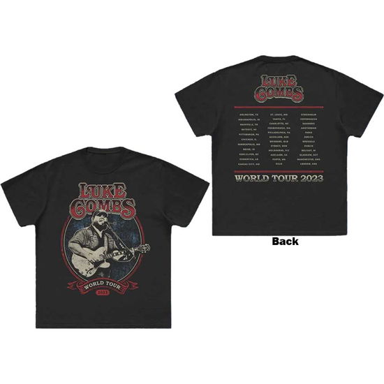 Luke Combs Unisex T-Shirt: Tour '23 Guitar Photo (Back Print & Ex-Tour) - Luke Combs - Produtos -  - 5056737234176 - 