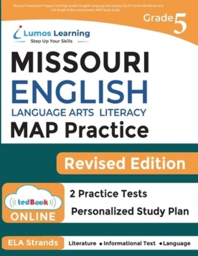 Cover for Lumos Learning · Missouri Assessment Program Test Prep : Grade 5 English Language Arts Literacy  Practice Workbook and Full-Length Online Assessments (Book) (2023)