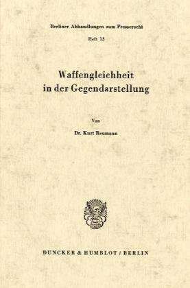 Cover for Reumann · Waffengleichheit in der Gegenda (Bog) (1971)