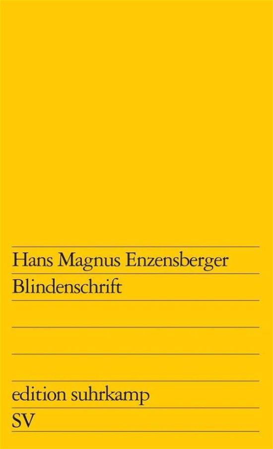 Cover for Hans Magnus Enzensberger · Blindenschrift (Bog)