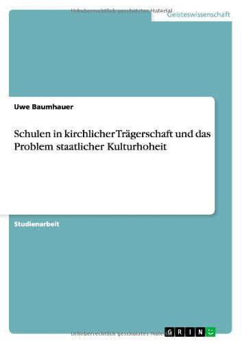 Cover for Baumhauer · Schulen in kirchlicher Träger (Bok) [German edition] (2014)