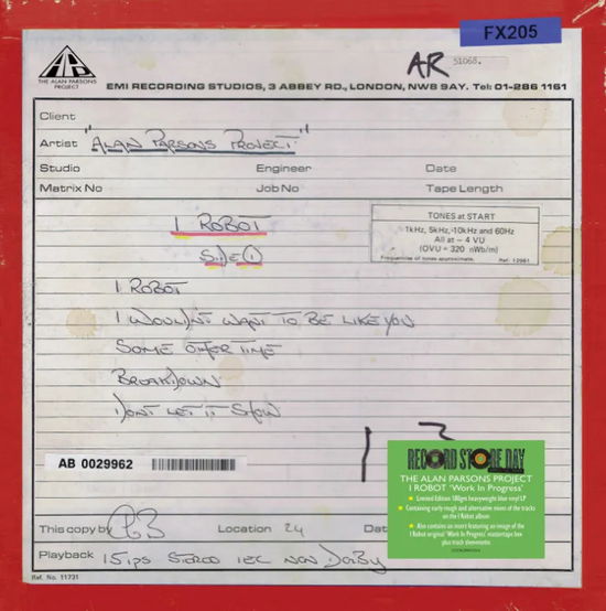 I Robot Work In Progress - Alan Parsons Project - Música - Cooking Vinyl - 0711297534177 - 12 de abril de 2025
