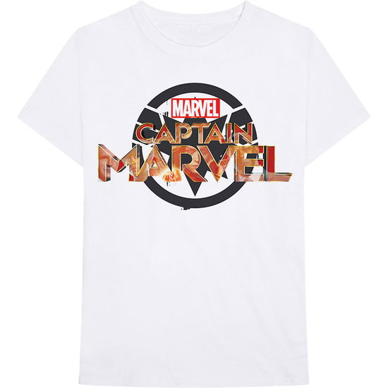 Cover for Marvel Comics · Marvel Comics Unisex T-Shirt: Captain Marvel New Logo (T-shirt) [size XXL] [White - Unisex edition] (2020)