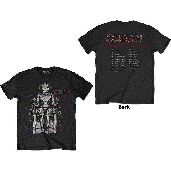 Cover for Queen · Queen Unisex T-Shirt: European Tour 1984 (Back Print) (T-shirt) [size S] [Black - Unisex edition]