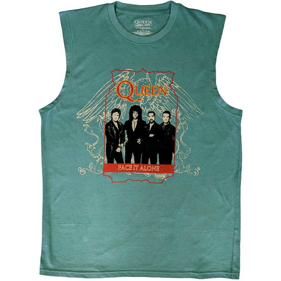 Queen Unisex Tank T-Shirt: Face It Alone (Green) - Queen - Merchandise -  - 5056737224177 - December 20, 2023