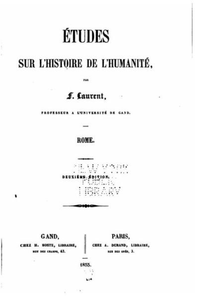 Cover for F Laurent · Etudes Sur l'Histoire de l'Humanite (Paperback Book) (2016)