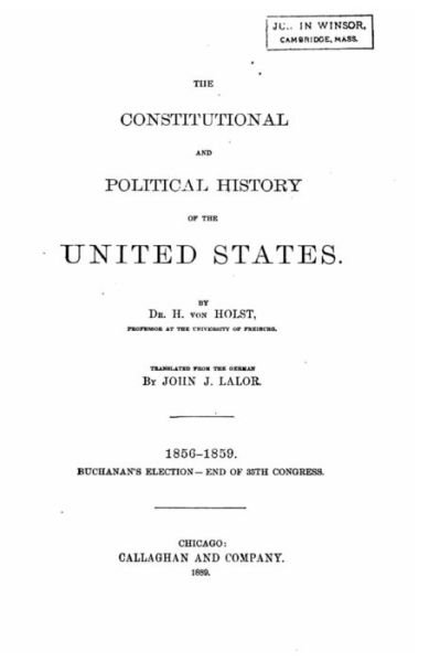 Cover for H Von Holst · The constitutional and political history of the United States (Pocketbok) (2016)