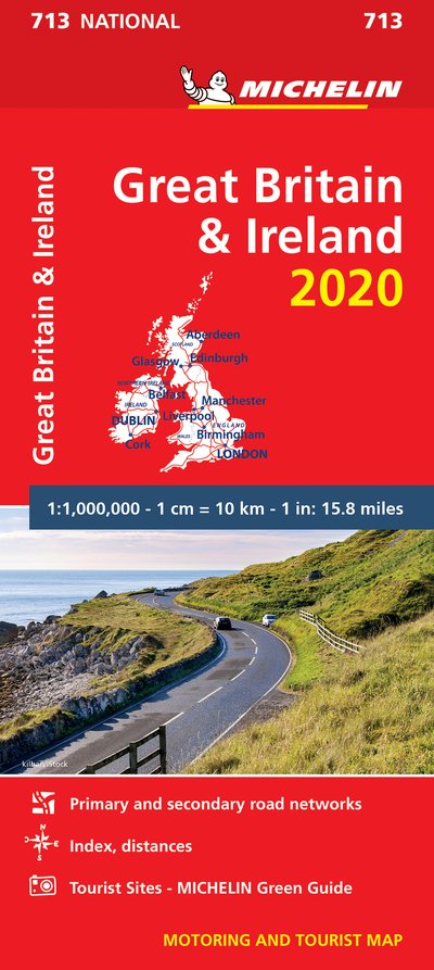 Cover for Michelin · Michelin National Maps: Great Britain &amp; Ireland 2020, Michelin National Map 713 (Innbunden bok) (2020)